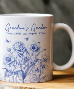 Grandma's Garden Toile Custom Birth Flowers - Personalized Mug