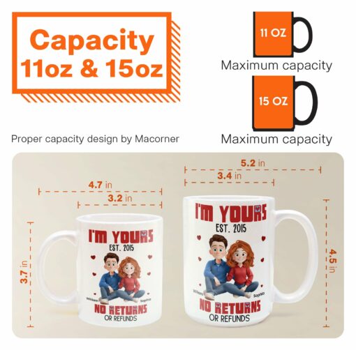 New Version Cartoon Couple I'm Yours No Returns Or Refunds - Personalized Mug