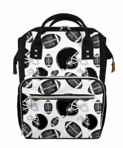 Black And White American Football Print Diaper Bag