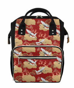 Crane Bird Kimono Pattern Print Diaper Bag