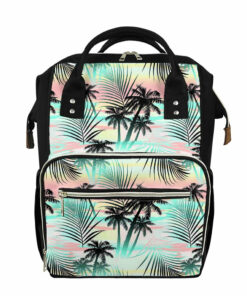 Pastel Palm Tree Pattern Print Diaper Bag