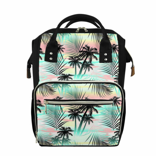 Pastel Palm Tree Pattern Print Diaper Bag