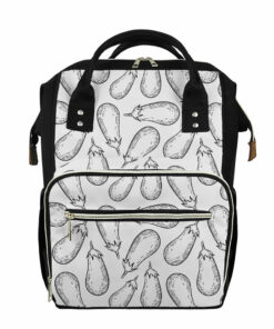 White Eggplant Drawing Print Diaper Bag