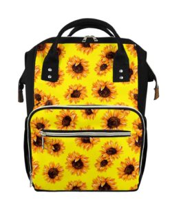 Yellow Sunflower Pattern Print Diaper Bag