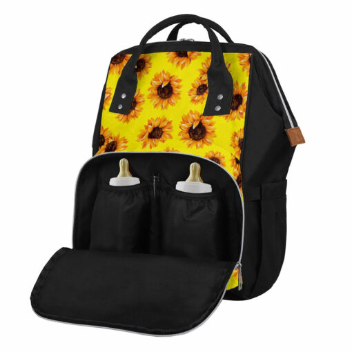 Yellow Sunflower Pattern Print Diaper Bag