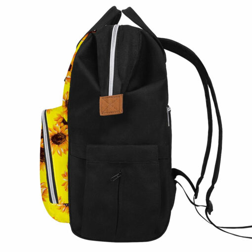Yellow Sunflower Pattern Print Diaper Bag