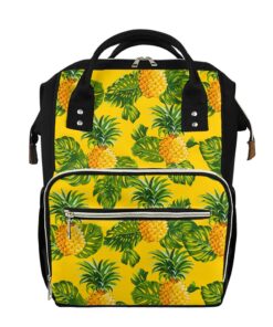 Yellow Tropical Pineapple Pattern Print Diaper Bag