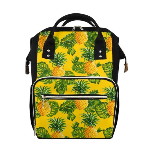 Yellow Tropical Pineapple Pattern Print Diaper Bag
