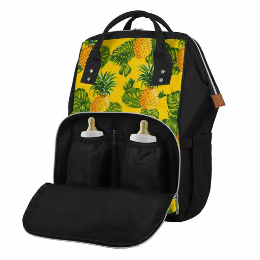 Yellow Tropical Pineapple Pattern Print Diaper Bag