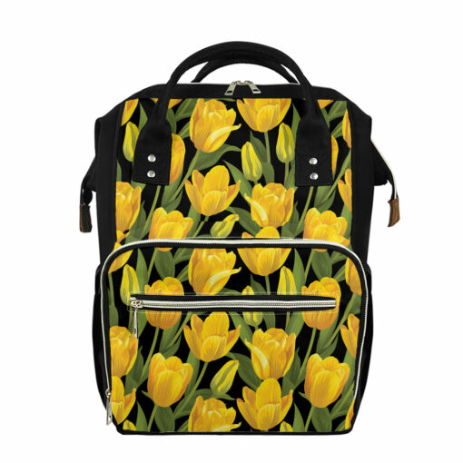 Yellow Tulip Pattern Print Diaper Bag