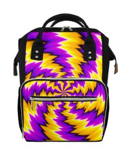 Yellow Vortex Moving Optical Illusion Diaper Bag