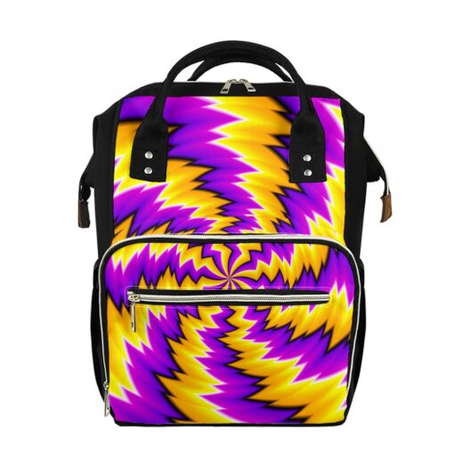 Yellow Vortex Moving Optical Illusion Diaper Bag