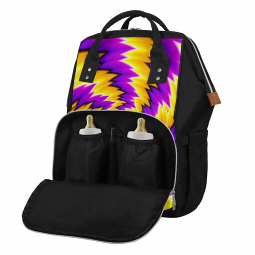 Yellow Vortex Moving Optical Illusion Diaper Bag