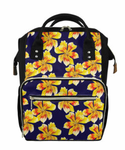 Yellow Watercolor Lily Pattern Print Diaper Bag