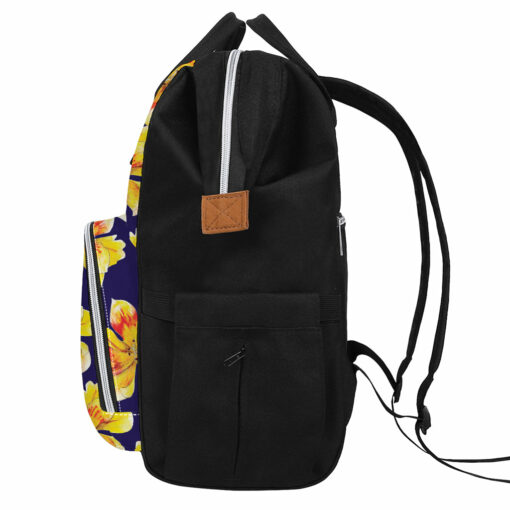Yellow Watercolor Lily Pattern Print Diaper Bag