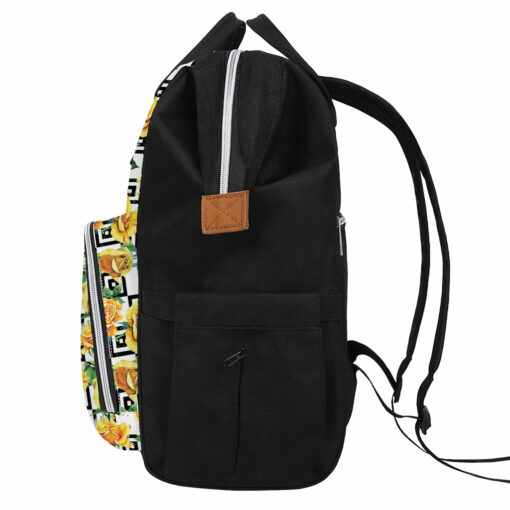 Yellow Watercolor Rose Print Diaper Bag