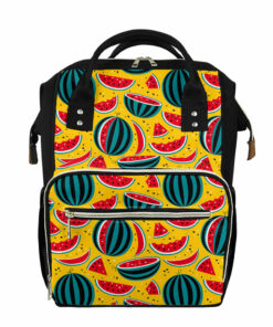 Yellow Watermelon Pieces Pattern Print Diaper Bag