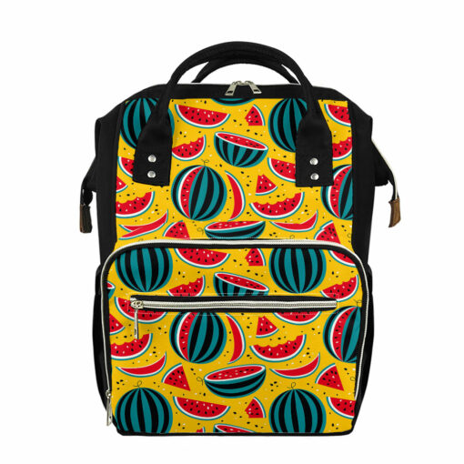 Yellow Watermelon Pieces Pattern Print Diaper Bag