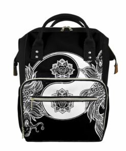 Yin And Yang Koi Carp Fish Print Diaper Bag