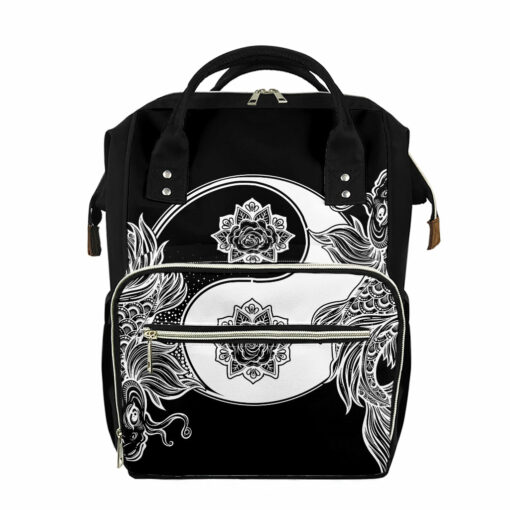 Yin And Yang Koi Carp Fish Print Diaper Bag