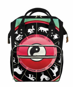 Yin Yang Chinese Zodiac Signs Print Diaper Bag