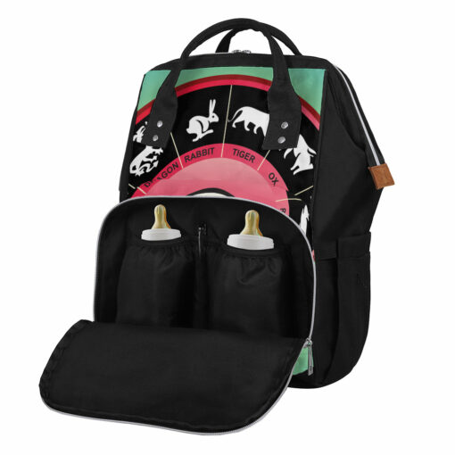 Yin Yang Chinese Zodiac Signs Print Diaper Bag
