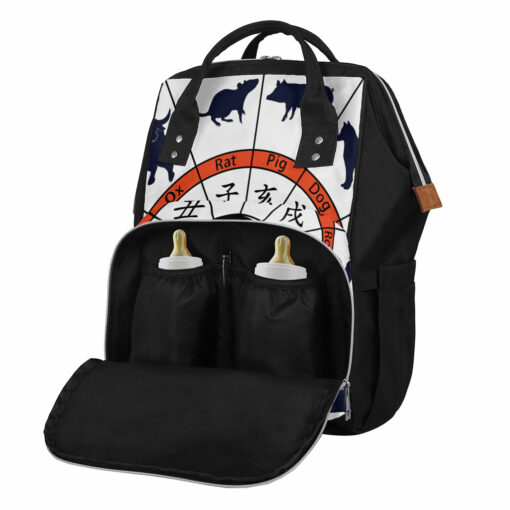 Yin Yang Chinese Zodiac Wheel Print Diaper Bag
