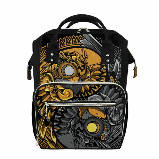 Yin Yang Owl Print Diaper Bag