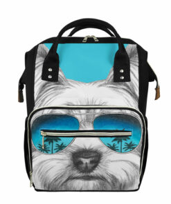 Yorkshire Terrier With Sunglasses Print Diaper Bag