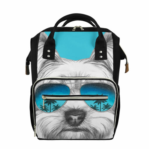 Yorkshire Terrier With Sunglasses Print Diaper Bag
