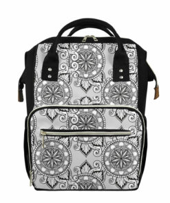 Zentangle Floral Pattern Print Diaper Bag