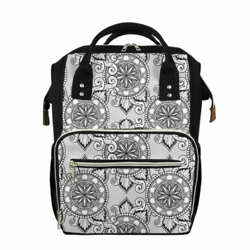 Zentangle Floral Pattern Print Diaper Bag
