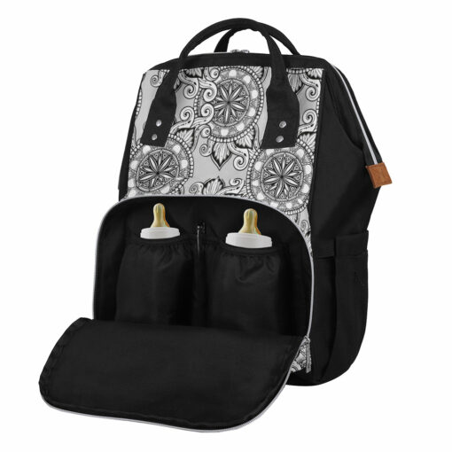 Zentangle Floral Pattern Print Diaper Bag