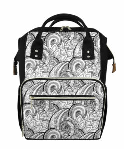 Zentangle Flower Pattern Print Diaper Bag