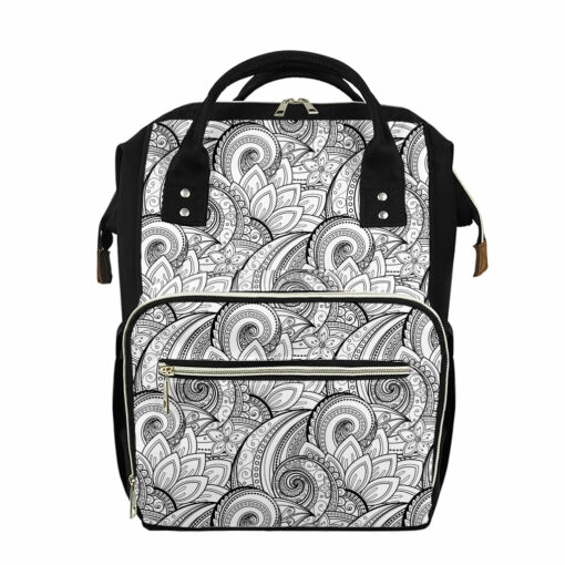 Zentangle Flower Pattern Print Diaper Bag