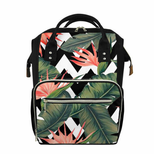 Zig Zag Tropical Pattern Print Diaper Bag