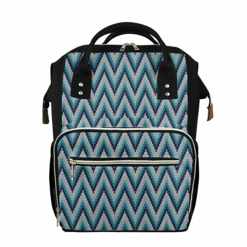 Zigzag Knitted Pattern Print Diaper Bag