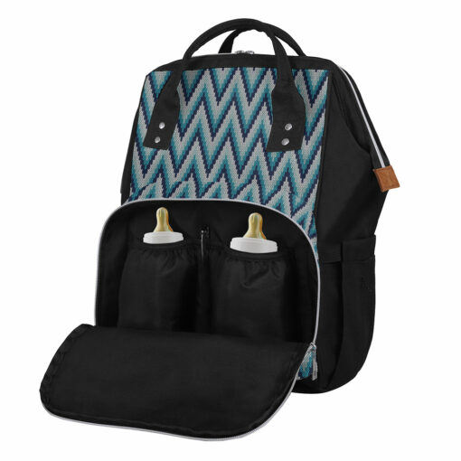 Zigzag Knitted Pattern Print Diaper Bag