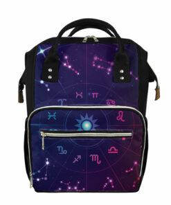Zodiac Symbols Wheel Print Diaper Bag